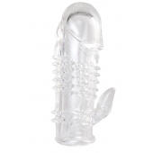 Прозрачная гелевая насадка с шипами и клиторальным отростком - 13 см. - Toyfa Basic - в Петропавловске-Камчатском купить с доставкой