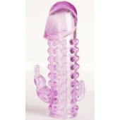 Закрытая фиолетовая насадка с 2 отростками - 13 см. - Toyfa Basic - в Петропавловске-Камчатском купить с доставкой