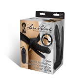 Полый страпон с двумя отростками и вибрацией Unisex Vibrating Hollow Strap-On Double Penetrating Dildo - 17,8 см. - Lux Fetish - купить с доставкой в Петропавловске-Камчатском