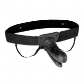 Полый страпон с двумя отростками и вибрацией Unisex Vibrating Hollow Strap-On Double Penetrating Dildo - 17,8 см. - Lux Fetish - купить с доставкой в Петропавловске-Камчатском