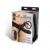 Чёрный полый страпон с вибрацией Unisex Vibrating Hollow Strap-On - 14 см. - Lux Fetish - купить с доставкой в Петропавловске-Камчатском