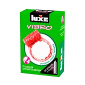 Розовое эрекционное виброкольцо Luxe VIBRO  Поцелуй стриптизёрши  + презерватив - Luxe - в Петропавловске-Камчатском купить с доставкой