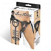 Черные трусики для страпона из патентованной кожи - Lux Fetish - купить с доставкой в Петропавловске-Камчатском