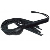 Чёрная кожаная плеть с жесткой ручкой - 63 см. - Sitabella - купить с доставкой в Петропавловске-Камчатском