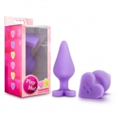Фиолетовая анальная пробка Naughty Candy Heart Do Me Now - 8,9 см. - Blush Novelties - купить с доставкой в Петропавловске-Камчатском