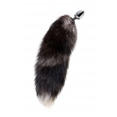 Серебристая металлическая анальная втулка с хвостом чернобурой лисы - размер S - ToyFa - купить с доставкой в Петропавловске-Камчатском