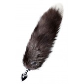 Серебристая металлическая анальная втулка с хвостом чернобурой лисы - размер S - ToyFa - купить с доставкой в Петропавловске-Камчатском