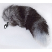 Серебристая анальная пробка с пушистым хвостом - Sitabella - купить с доставкой в Петропавловске-Камчатском