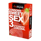 Презервативы для орального секса DOMINO Sweet Sex с ароматом клубничного коктейля  - 3 шт. - Domino - купить с доставкой в Петропавловске-Камчатском