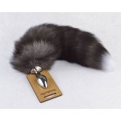 Серебристая анальная пробка с пушистым хвостиком - Sitabella - купить с доставкой в Петропавловске-Камчатском