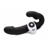 Черный безремневой страпон Urge Silicone Strap On с пультом ДУ - 24 см. - XR Brands - купить с доставкой в Петропавловске-Камчатском