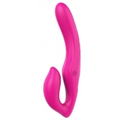 Ярко-розовый безремневой страпон REMOTE DOUBLE DIPPER - 22 см. - Dream Toys - купить с доставкой в Петропавловске-Камчатском