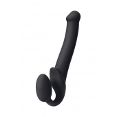 Черный безремневой страпон Silicone Bendable Strap-On M - Strap-on-me - купить с доставкой в Петропавловске-Камчатском
