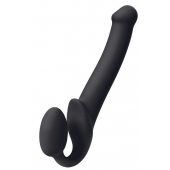 Черный безремневой страпон Silicone Bendable Strap-On M - Strap-on-me - купить с доставкой в Петропавловске-Камчатском