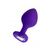 Фиолетовая анальная втулка Diamond Heart с прозрачным кристаллом - 8 см. - ToyFa - купить с доставкой в Петропавловске-Камчатском