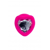 Розовая анальная втулка Diamond Heart с прозрачным кристаллом - 9,5 см. - ToyFa - купить с доставкой в Петропавловске-Камчатском