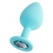 Мятная анальная втулка Brilliant с прозрачным кристаллом - 8 см. - ToyFa - купить с доставкой в Петропавловске-Камчатском