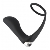 Черное эрекционное кольцо с анальной вибропробкой Vibrating Ring   Plug - Orion - в Петропавловске-Камчатском купить с доставкой