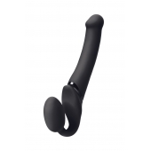 Черный безремневой вибрострапон Silicone Bendable Strap-On M - Strap-on-me - купить с доставкой в Петропавловске-Камчатском