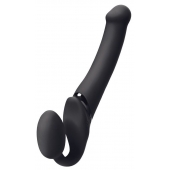 Черный безремневой вибрострапон Silicone Bendable Strap-On M - Strap-on-me - купить с доставкой в Петропавловске-Камчатском