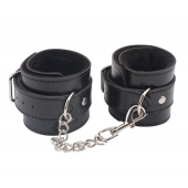 Черные оковы на ноги Obey Me Leather Ankle Cuffs - Chisa - купить с доставкой в Петропавловске-Камчатском