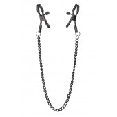 Черные зажимы на соски на цепочке BLAZE DELUXE NIPPLE CLAMPS - Dream Toys - купить с доставкой в Петропавловске-Камчатском