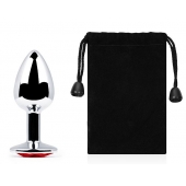 Серебристая анальная пробка с красным стразом - 7,2 см. - Anal Jewelry Plug - купить с доставкой в Петропавловске-Камчатском