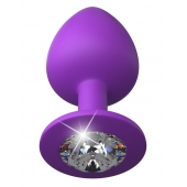 Фиолетовая анальная пробка со стразом Her Little Gem Large Plug - 9,5 см. - Pipedream - купить с доставкой в Петропавловске-Камчатском
