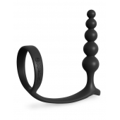 Черная анальная цепочка с эрекционным кольцом Ass-gasm Cockring Anal Beads - Pipedream - в Петропавловске-Камчатском купить с доставкой