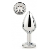 Серебристая анальная втулка с прозрачным кристаллом - 7,1 см. - Dream Toys - купить с доставкой в Петропавловске-Камчатском