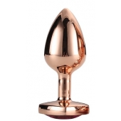 Золотистая анальная втулка с кристаллом-сердечком розового цвета - 7,1 см. - Dream Toys - купить с доставкой в Петропавловске-Камчатском