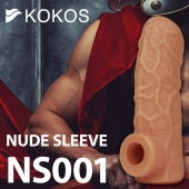 Телесная открытая насадка-реалистик с подхватом мошонки Nude Sleeve M - 12 см. - KOKOS - в Петропавловске-Камчатском купить с доставкой