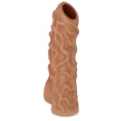 Телесная насадка с венками и открытой головкой Nude Sleeve M - 12 см. - KOKOS - в Петропавловске-Камчатском купить с доставкой