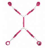 Ярко-розовый набор фиксаций на кровати Classic Bed Spreader - Lux Fetish - купить с доставкой в Петропавловске-Камчатском