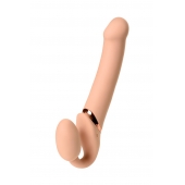 Телесный безремневой вибрострапон Vibrating Bendable Strap-On L - Strap-on-me - купить с доставкой в Петропавловске-Камчатском