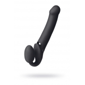 Черный безремневой вибрострапон Vibrating Bendable Strap-On L - Strap-on-me - купить с доставкой в Петропавловске-Камчатском