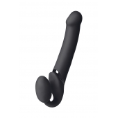 Черный безремневой вибрострапон Vibrating Bendable Strap-On L - Strap-on-me - купить с доставкой в Петропавловске-Камчатском