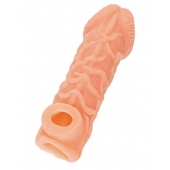 Телесная закрытая насадка с венками Cock Sleeve Size S - 13,8 см. - KOKOS - в Петропавловске-Камчатском купить с доставкой