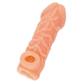 Телесная закрытая насадка с венками Cock Sleeve Size L - 17,6 см. - KOKOS - в Петропавловске-Камчатском купить с доставкой
