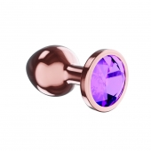 Пробка цвета розового золота с фиолетовым кристаллом Diamond Amethyst Shine S - 7,2 см. - Lola Games - купить с доставкой в Петропавловске-Камчатском