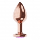 Пробка цвета розового золота с фиолетовым кристаллом Diamond Amethyst Shine S - 7,2 см. - Lola Games - купить с доставкой в Петропавловске-Камчатском