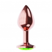 Пробка цвета розового золота с лаймовым кристаллом Diamond Emerald Shine S - 7,2 см. - Lola Games - купить с доставкой в Петропавловске-Камчатском