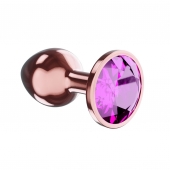 Пробка цвета розового золота с лиловым кристаллом Diamond Quartz Shine L - 8,3 см. - Lola Games - купить с доставкой в Петропавловске-Камчатском