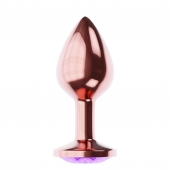 Пробка цвета розового золота с фиолетовым кристаллом Diamond Amethyst Shine L - 8,3 см. - Lola Games - купить с доставкой в Петропавловске-Камчатском