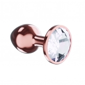 Пробка цвета розового золота с прозрачным кристаллом Diamond Moonstone Shine L - 8,3 см. - Lola Games - купить с доставкой в Петропавловске-Камчатском