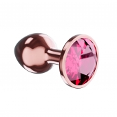 Пробка цвета розового золота с малиновым кристаллом Diamond Ruby Shine L - 8,3 см. - Lola Games - купить с доставкой в Петропавловске-Камчатском