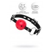 Красный кляп-шар на черных ремешках - ToyFa - купить с доставкой в Петропавловске-Камчатском