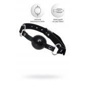 Черный кляп-шар на кожаных ремешках Anonymo - ToyFa - купить с доставкой в Петропавловске-Камчатском