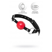 Красный кляп-шар на черных ремешках Anonymo - ToyFa - купить с доставкой в Петропавловске-Камчатском