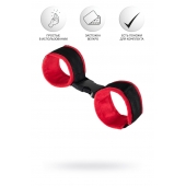 Красно-черные велюровые наручники Anonymo - ToyFa - купить с доставкой в Петропавловске-Камчатском